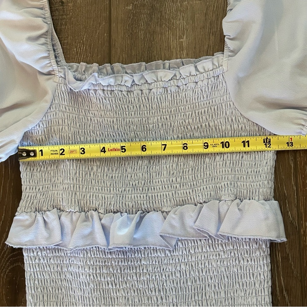 Light Blue Tiered Ruffle Body con Maxi Dress Size Small - Picture 11 of 12